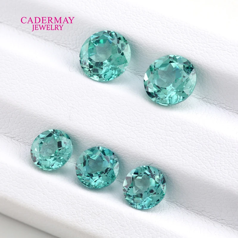 Mint Green Sapphire Inclusions Gemstones 6.5mm 8mm Round Shape Green Synthetic Lab Sapphire Loose Stone for Diy Jewelry Design