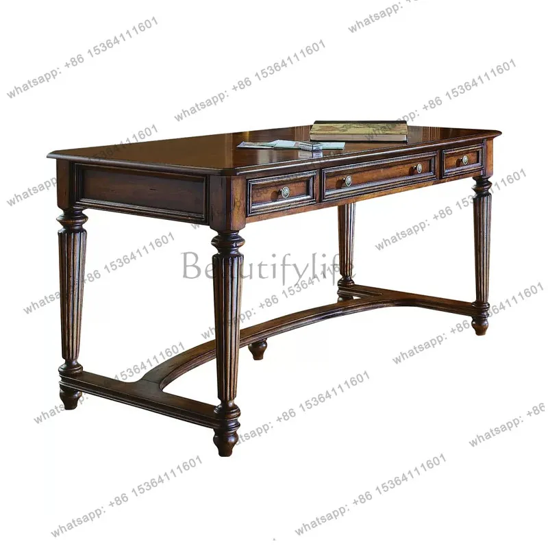 

Американский письменный стол из массива дерева для студента, для небольшой квартиры, красно-коричневый, из березы