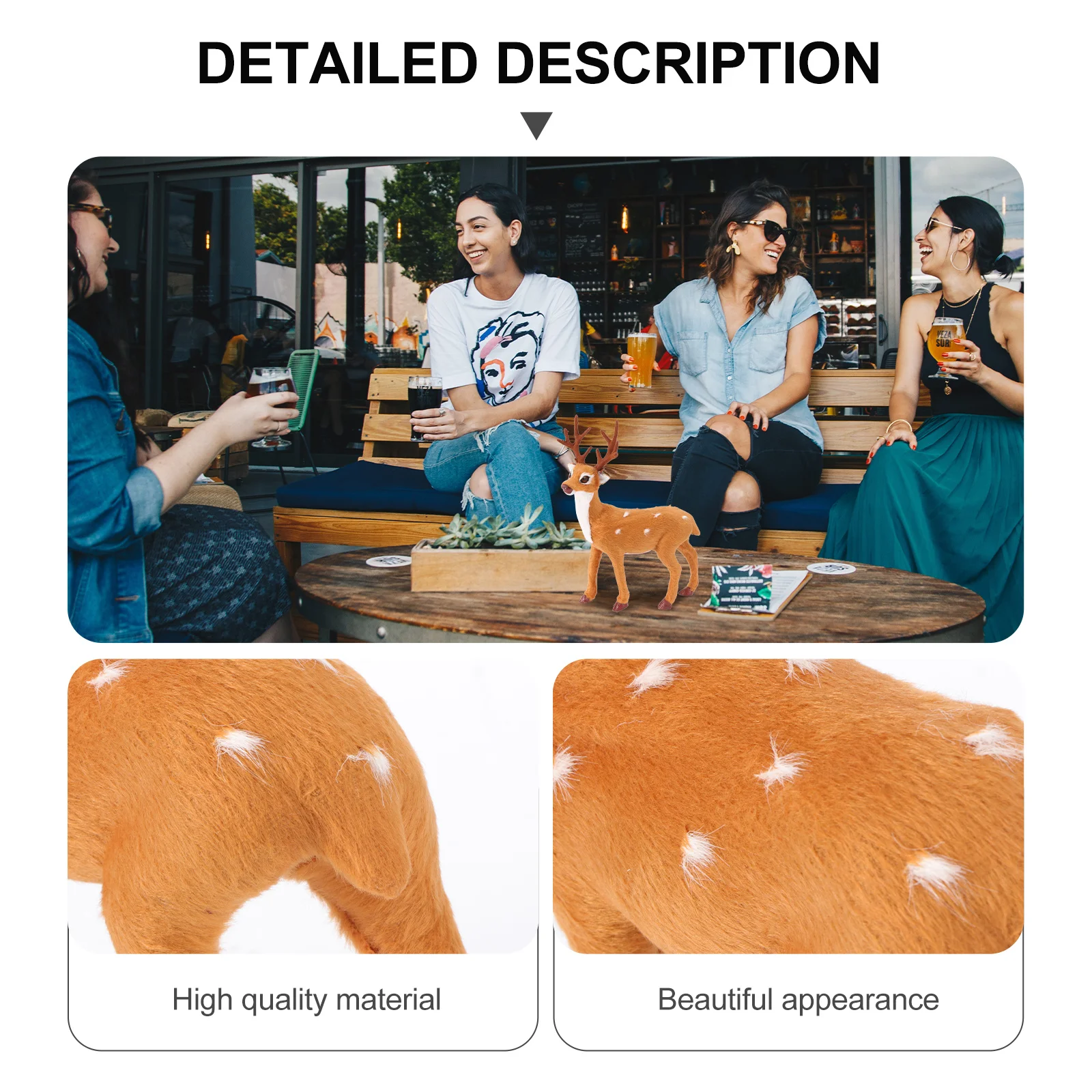 

Simulation Deer Desktop Ornament Standing Reindeer Xmas Table Decoration Home Office Festival Decor Christmas