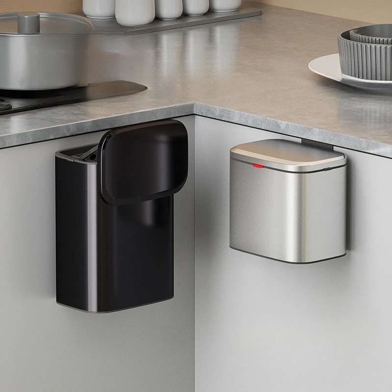 

Настенная мусорная корзина из нержавеющей стали с крышкой, устойчивая к запаху домашняя корзина для переработки, мусорное ведро большой емкости, кухонные принадлежности, подарок