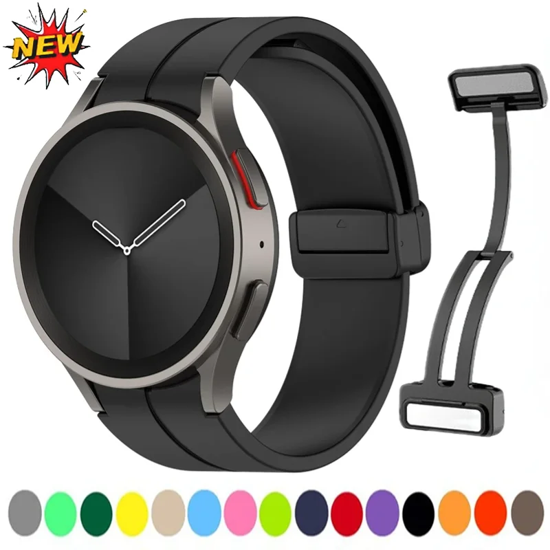 20 mm Silikonarmband für Samsung Galaxy Watch 7 6 5 4 44/40 mm, modisches Magnetschnallenarmband Galaxy Watch 5 Pro 45 mm/4-6 Classic