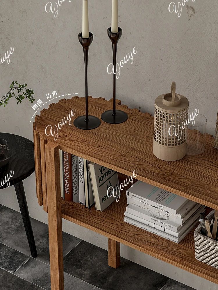 Entry entrance table All solid wood black wall rack B & B home creative entrance table Small apartment