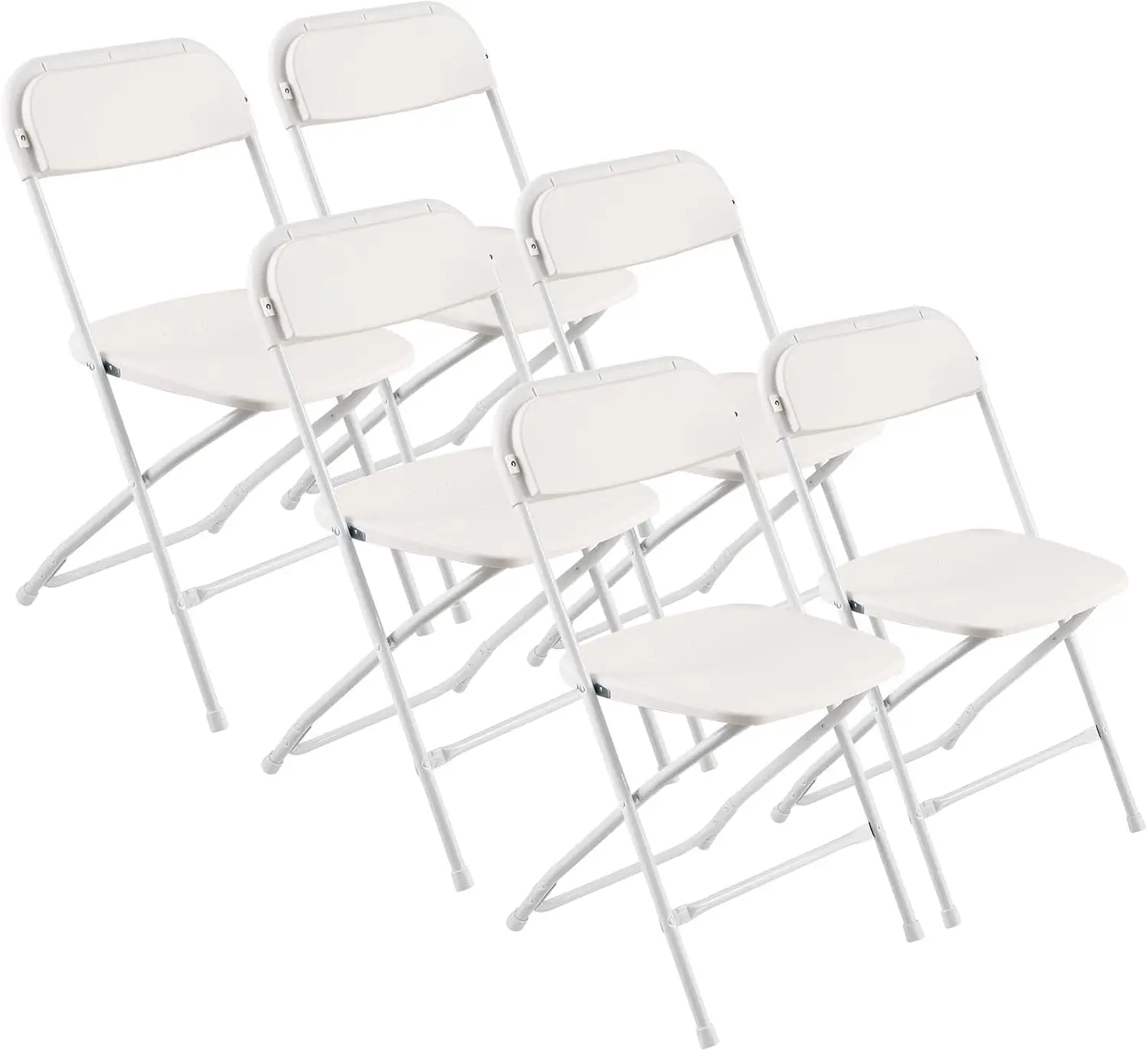 Six Pack Folding Chairs Foldable Plastic Chair Heavy Duty Portable Party Chairs Stackable Indoor Outdoor Seat Non Slip Feet For Event Dining Patio White
