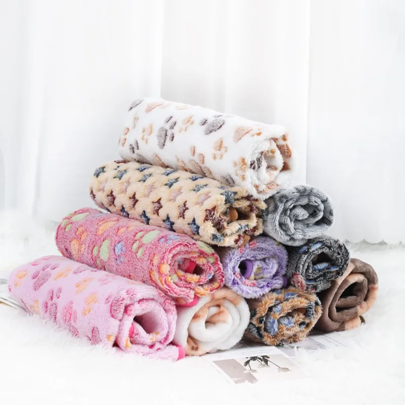 Soft Fluffy High Quality Pet Blanket Flannel Dog Sleeping Blanket Paw Print Pattern Pet Mat Warm Comfortable Blanket for Cat Dog image 2