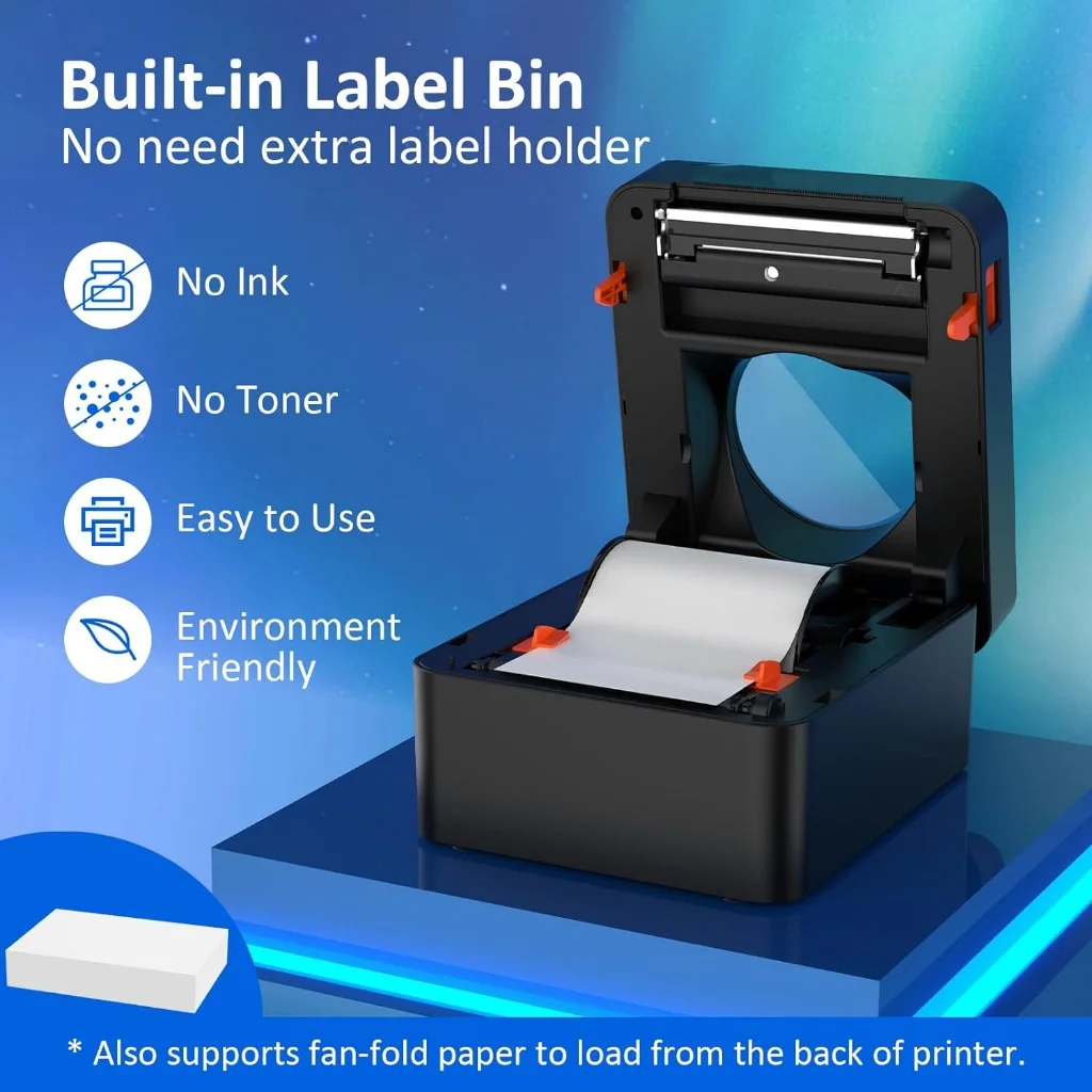 Thermal Label Printer, BLUETOOTH / USB 4X6 Shipping Label Printer for Shipping Packages,Support Windows/Mac/iOS/Android Black