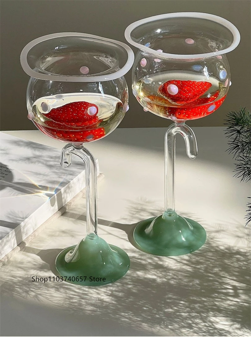 Creative Design Lollipop Red Wine Glass Special-Shaped Household Juice Champagne Glass Ins Korean Umbrella Shape Tall Glass