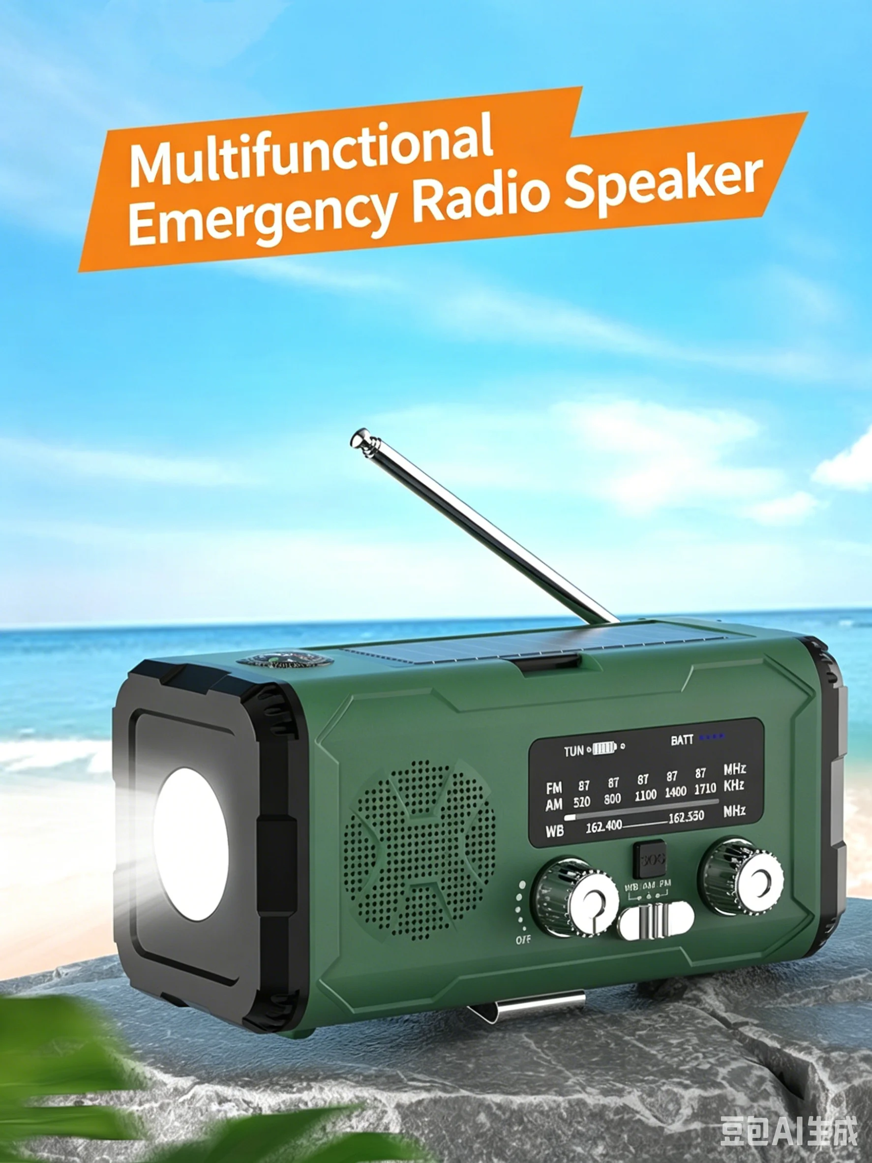 

Emergency Hand Crank Solar Radio 10000mAh Portable Power Bank AM/FM/WB Weather Radio with LED Flashlight SOS Alarm for Outdoor