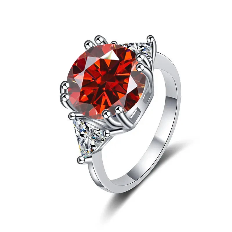 

Кольцо GLMS 11 мм из серебра S925 с гранатом и муассанитом, легкое, роскошное, в европейском и американском стиле, D VVVS1, ювелирное изделие — отличный подарок