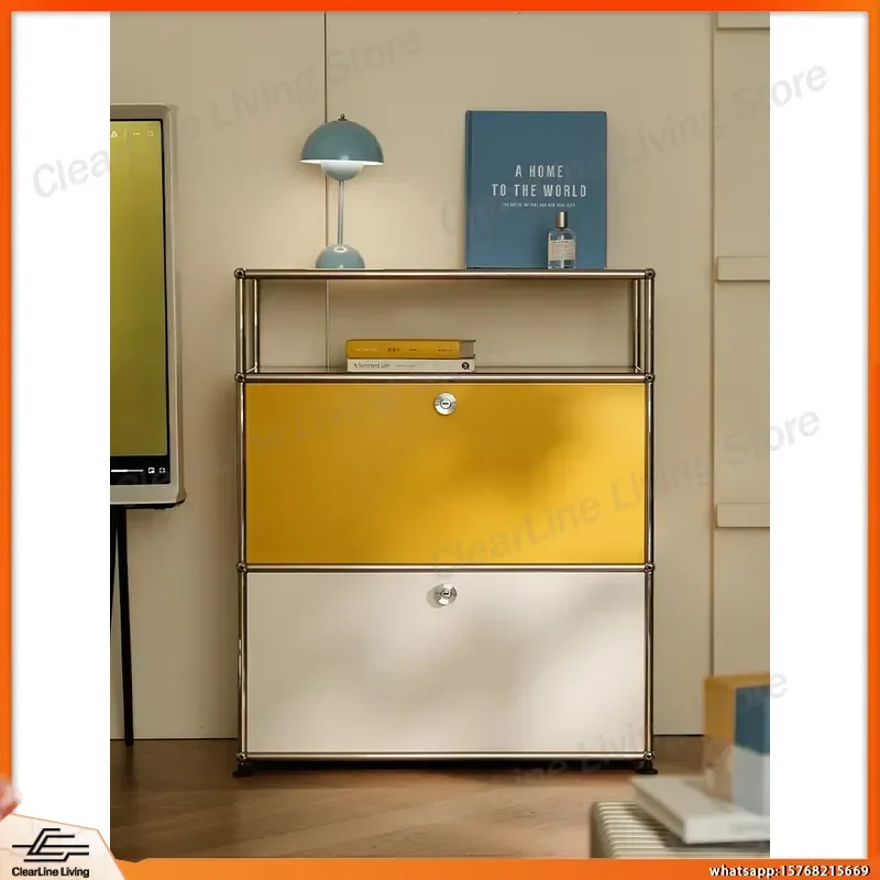 Stainless Steel Storage Cabinet Metal Sideboard Dresser for Bedroom Modern Kitchen Lab Office Industrial Equipment Storage