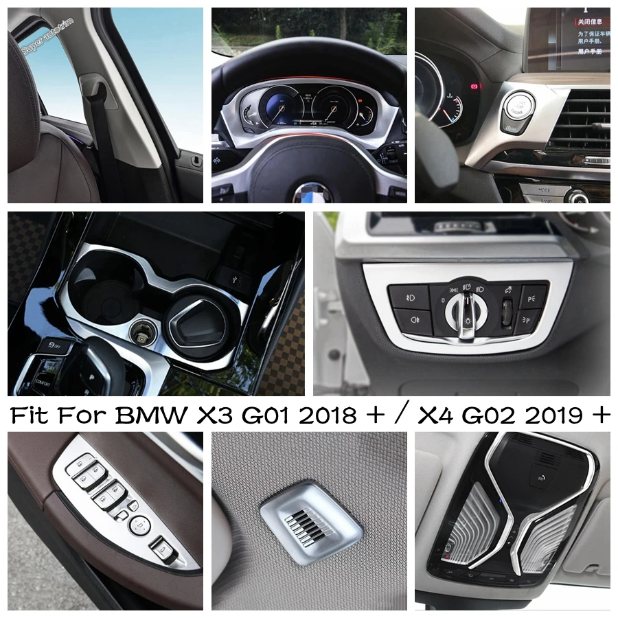 

Gear Shift Panel / Dashboard Frame / Water Cup / Window Lift Cover Trim Accessories For BMW X3 G01 2018 - 2021 X4 G02 2019 -2021