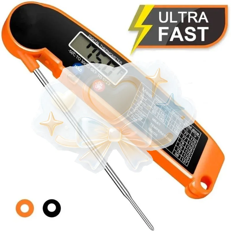 Instant Read Digital Food Thermometer High Accuracy Waterproof for Meat Milk Candy BBQ Oven Grilling Home Kitchen Use