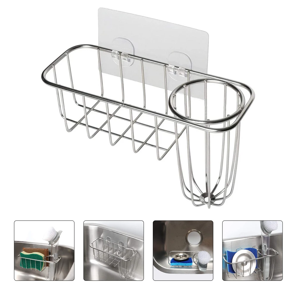 

Sink Storage Hanging Basket Kitchen Shelf Rack Sponge Organizer Drain Tray For Small Kitchen Bath Multifunctional Space