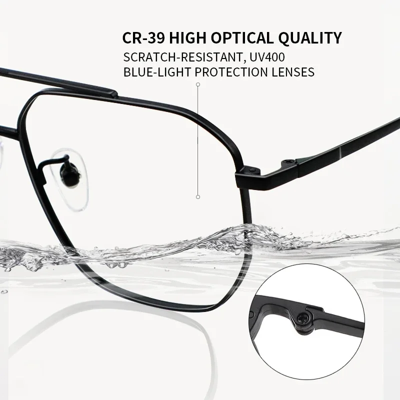 Progressive Multifocus Reading Glasses for Men, Blue Light Blocking Resin Lens, Metal Full Rim Readers,Presbyopia Eyeglasses