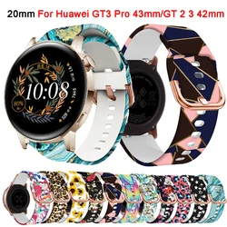 20mm Silicone Watchband For Huawei Watch GT3 GT 3 Pro 43mm Strap Huawei GT2 GT 2 42mm Smartwatch Printing Bracelet Sport Correa