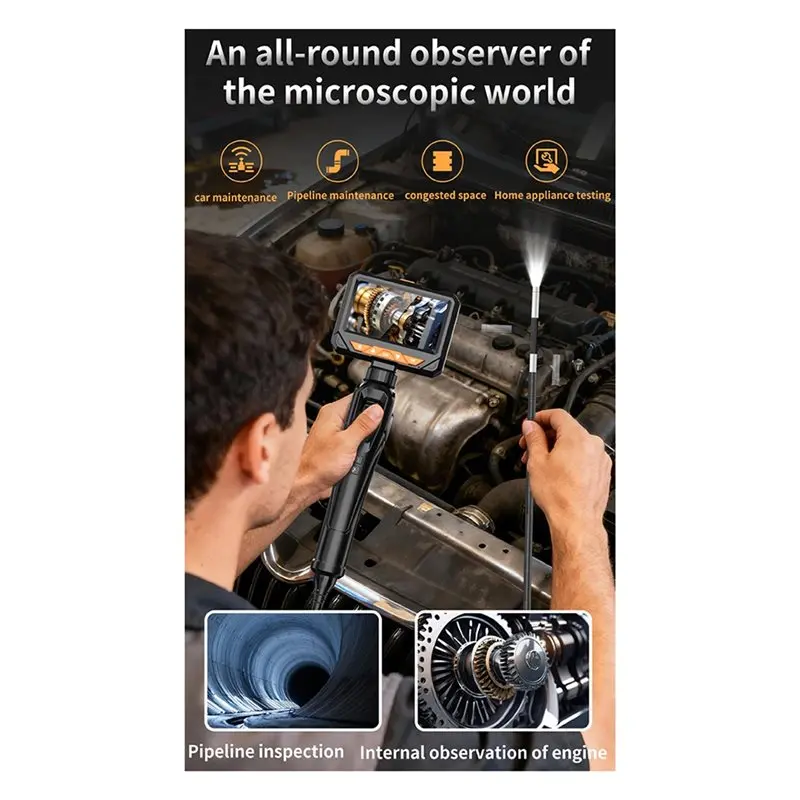 ABJF-Industrial Endoscope Camera Two-Ways Articulating Borescope For Auto Repair, Car Inspection Plumbing