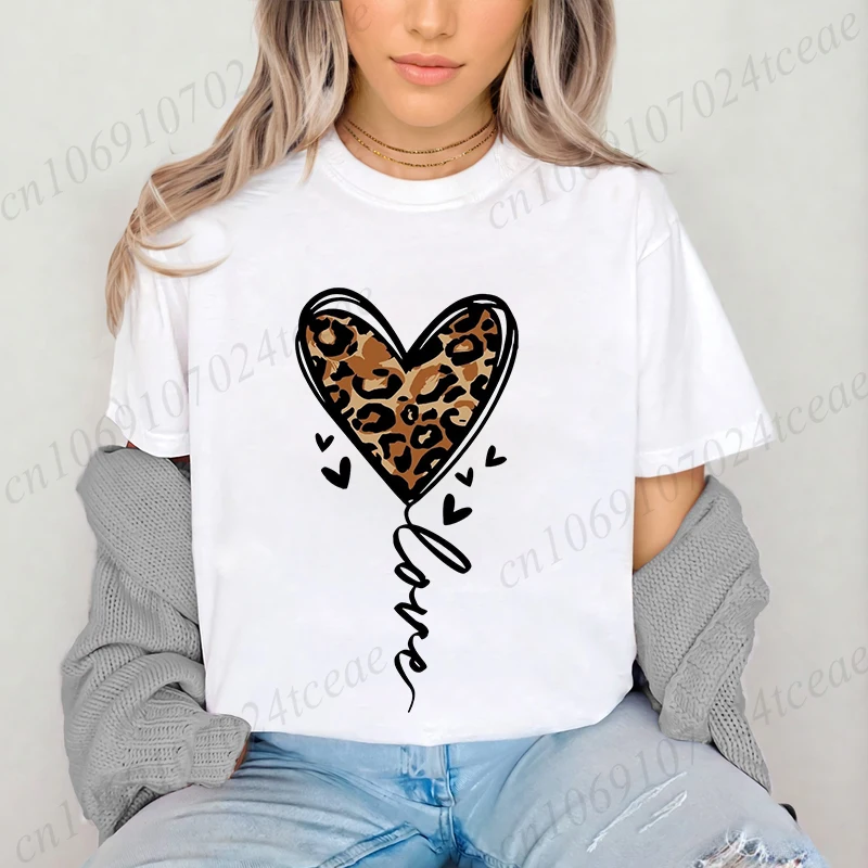

Футболка в стиле ретро с леопардовым принтом для женщин, одежда с коротким рукавом и круглым вырезом, свободный повседневный топ большого размера, футболки большого размера, одежда