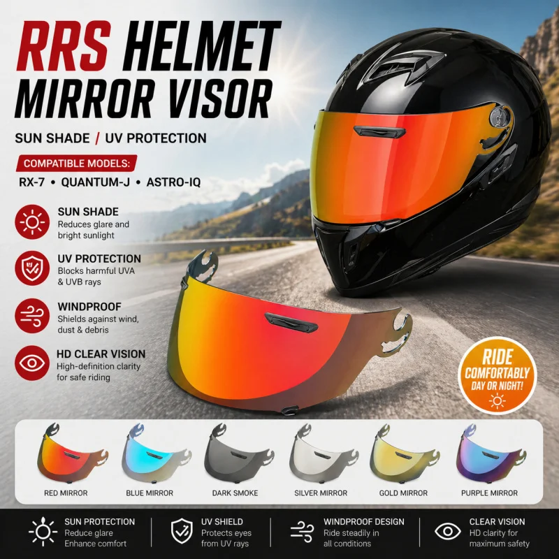 

RR5 Helmet Visor for RX-7/Quantum-J/Astro-IQ, Electroplated Mirror Lens, UV Protection Sunshade, Windproof Replacement
