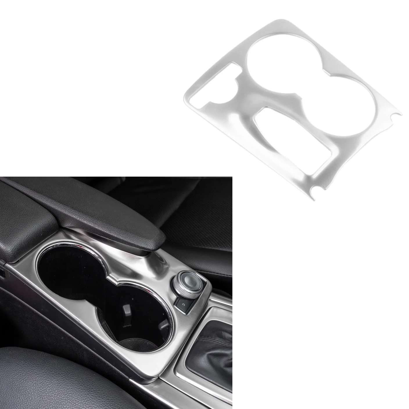 Embellecedor de la cubierta del marco del portavasos de agua de la consola de acero inoxidable plateado del coche para Mercedes Benz GLK X204 2008-2015