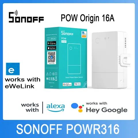 SONOFF POWR316 Pow Origin  Smart Power Meter Switch 16A Wifi Smart  Switch Overload Protector  Relay Device eWelink Alexa Google