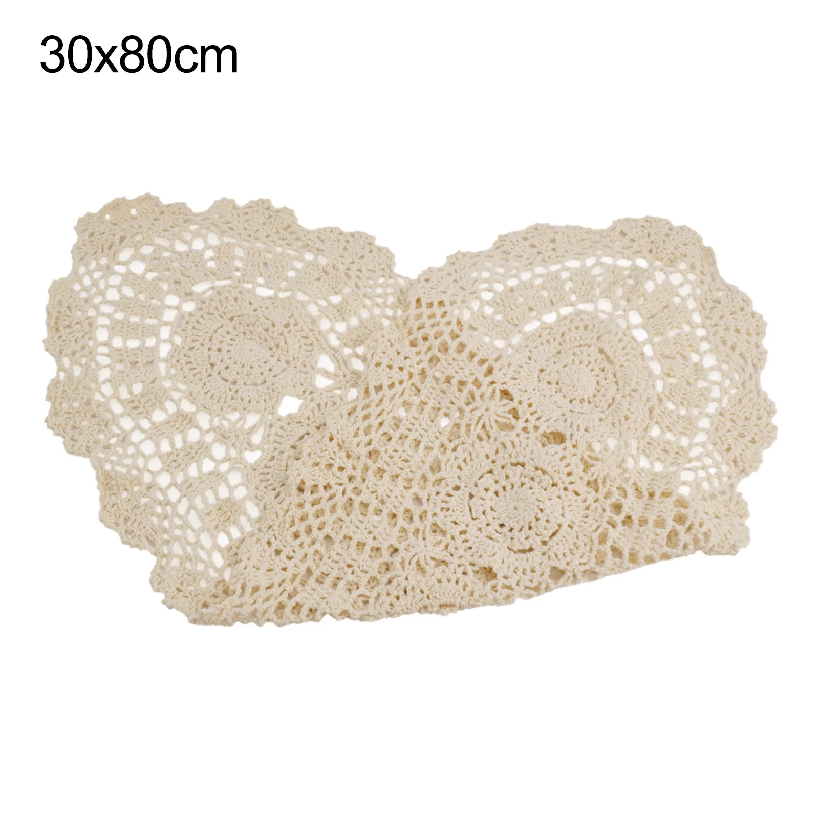 Cafe Shop Furniture Table Runner Vintage 30x80cm Cotton Crocheted Dining Table Floral Hotel Lace Oval Restaurant