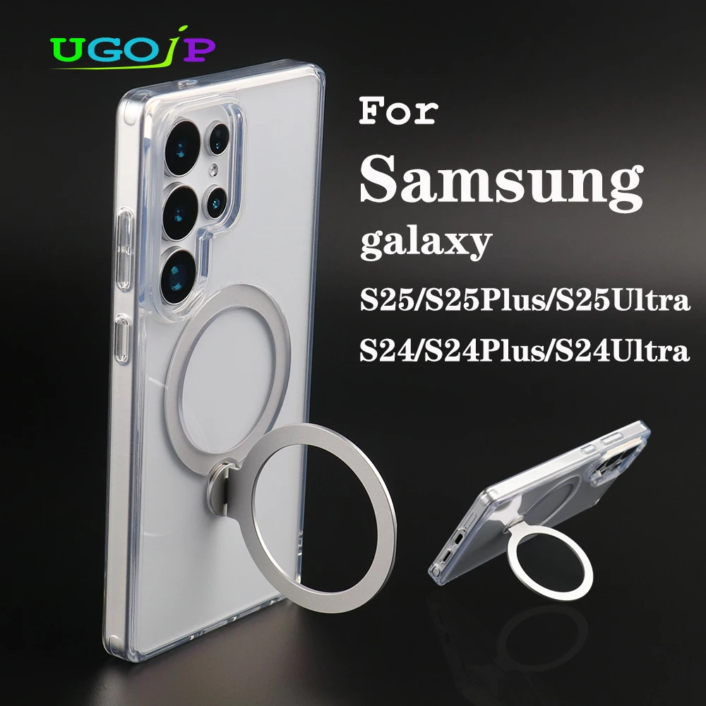 

UGOjP Magnetic Case For Samsung Galaxy S25 Ultra S25Plus Phone Case For Galaxy S24 Ultra 360° Rotating Folding Stand Clear Cover