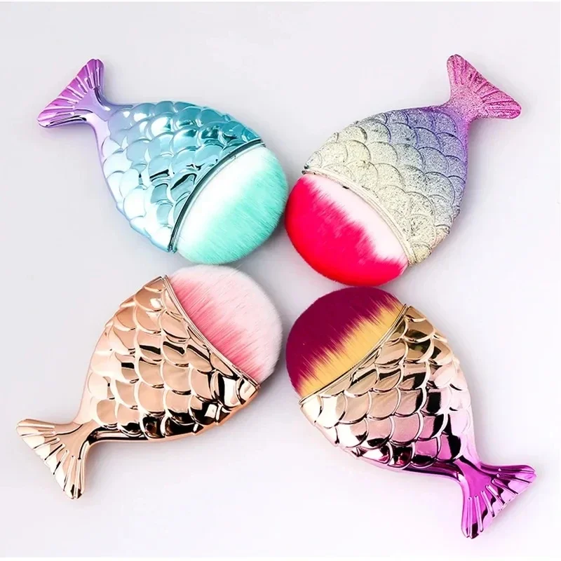 Brosse à ongles en forme de queue de poisson colorée, livres souples, poudre de poussière, outil de soins de manucure, queue de sirène, outils de maquillage de beauté, accessoires