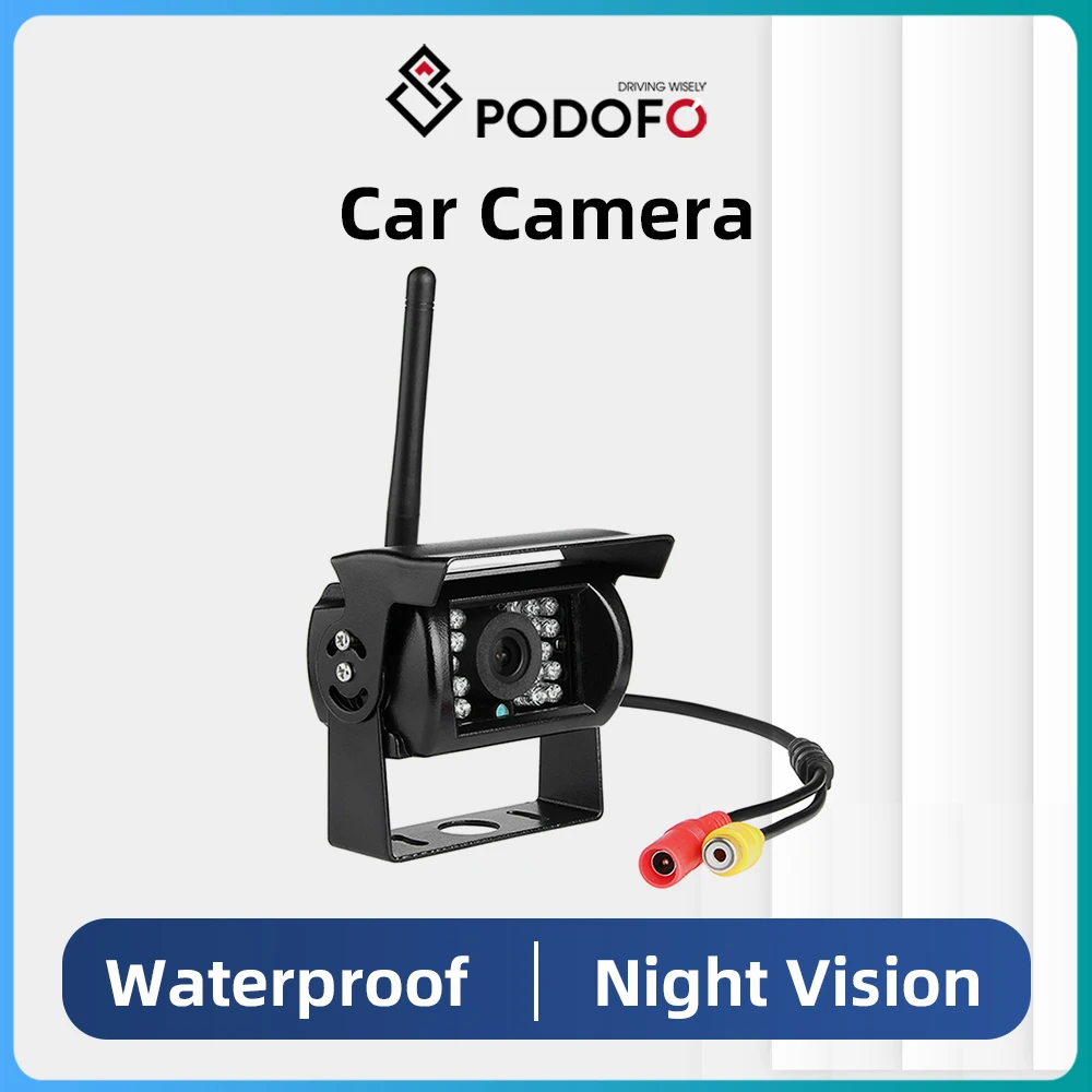 

Podofo Waterproof HD Wireless Rear View Reverse Backup Camera for Vehicle Truck Bus Van Rv Parking Monitor