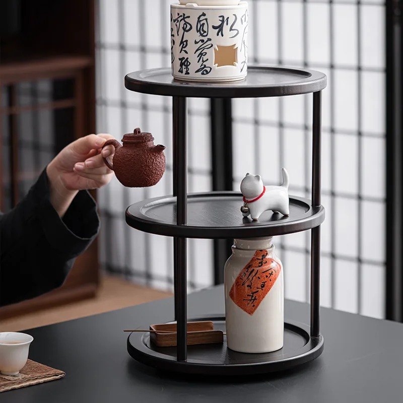 Nanzhu Rotating Bogu Stand Desktop Tea Cup Rack Desktop Tea Set Rack Storage Box Tea Table Road Tea Teapot Rack