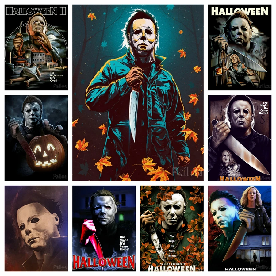 5d DIY klassischen Horrorfilm Halloween tötet Diamant Malerei Michael Myers Kunst volle runde Kreuz stich Kristall Handwerk Raum dekor