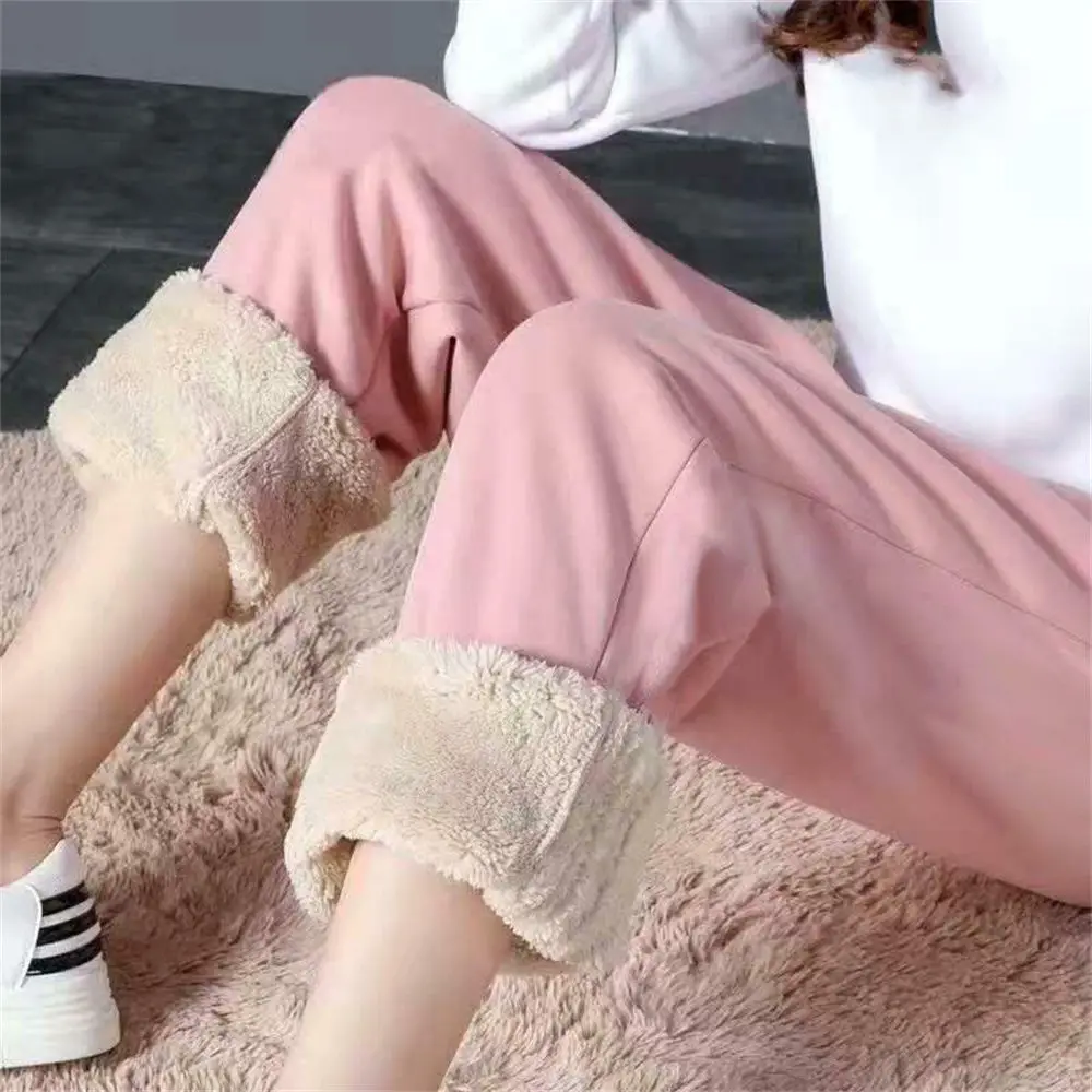 

Winter Casual Pants Lamb Wool Warm Thick Trousers Sweatpants Fleece Lined Leggings Pants