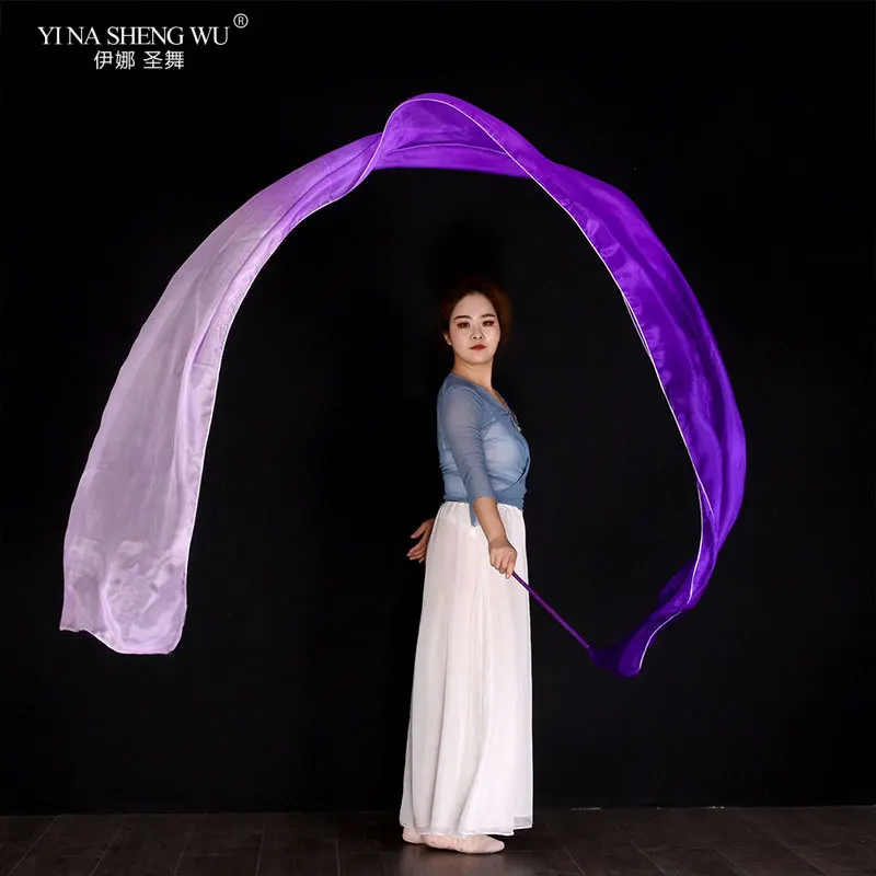 Streamer Gymnastics Ribbons Belly Dance Real Silk Throw Streamer With Rod For Talent Shows Church Praise Chinese Dancing Props