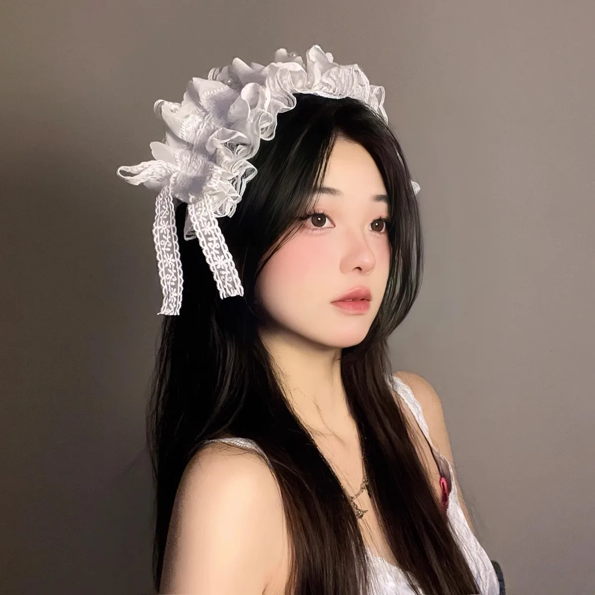 Cerceau de cheveux en dentelle Sweet Lolita, joli nœud papillon, fleur, anime, femme de chambre, cosplay, sauna, bande, accessoire, fait à la main, vente en gros