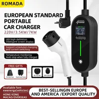 ROMADA 3.5KW 16A EV Portable Charger, 3M-20M Cable GBT20234 Type2 IEC62196 – EU Plug, EVSE Wallbox Adapter For EV, Durable Cable