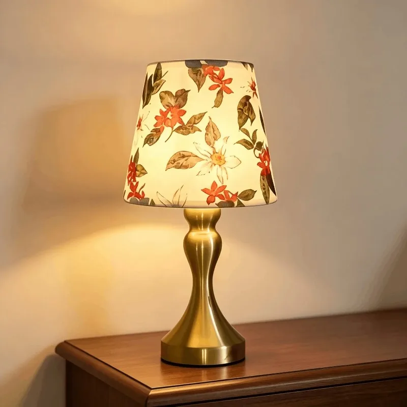 Retro Fabric LED Desk Lamps Three-Color Stepless Dimming USB Powered Ambient Night Lights for Home Bedroom Use Atmosphere Decor