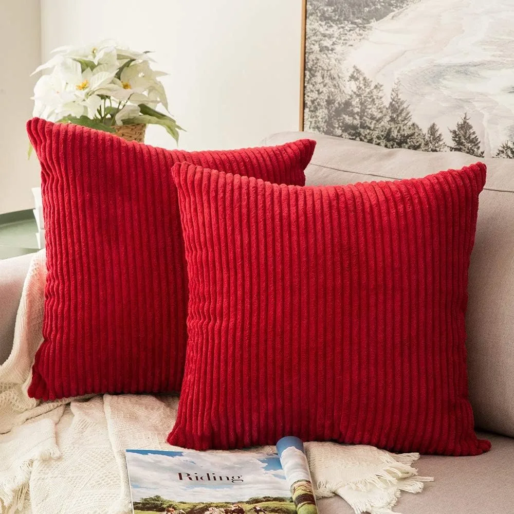 Christmas Red Pillow Covers, Decorative Throw Cushion Covers Modern Braid Ultra Soft Stretchy Pillow Case for Sofa Couch Bedroom