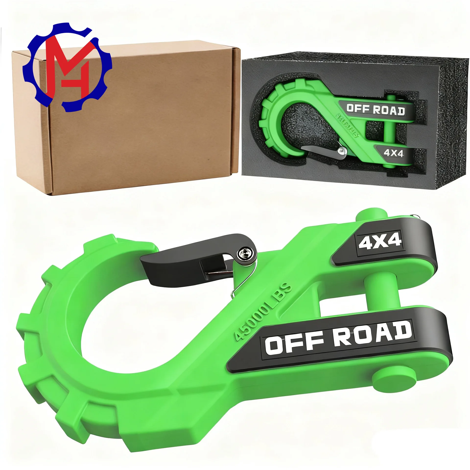 

Heavy duty winch hook forged thickened tongue AT shaped sheath hook