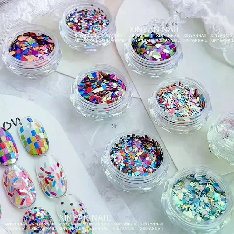 /JCS/Colorful Iridescent Laser Nail Glitter Decoration Mixed Colors Sequin Flakes Manicure Accessories DIY Nail Art Design 1jar