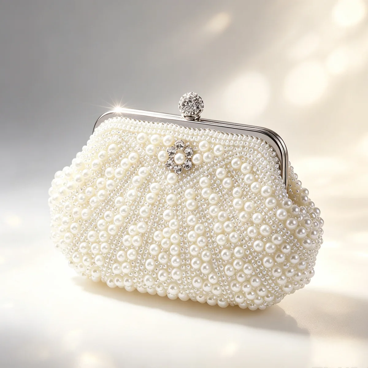 Pearl Rhinestone Dinner Clutch Bag Women's Diamond Lock Bridal Wedding Bag Party Ball Crossbody Chain Small Square Bag