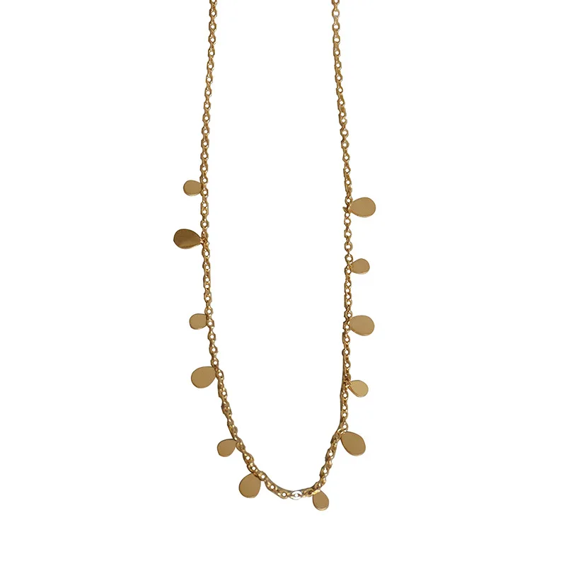 ANENJERY 316L Stainless Steel Round Square Tassel Necklace for Women Festival Gift Party Jewelry Accessory Wholesale