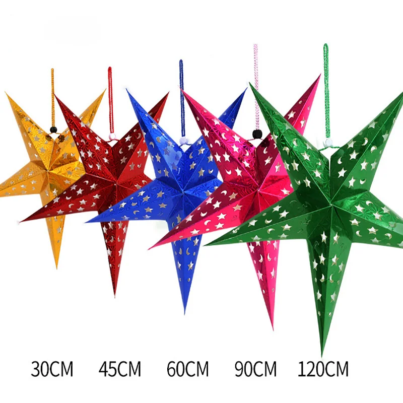 

Christmas decorative articles Laser Star paper solid Pentagram pendant home party room festival decorative ceiling hanging decor