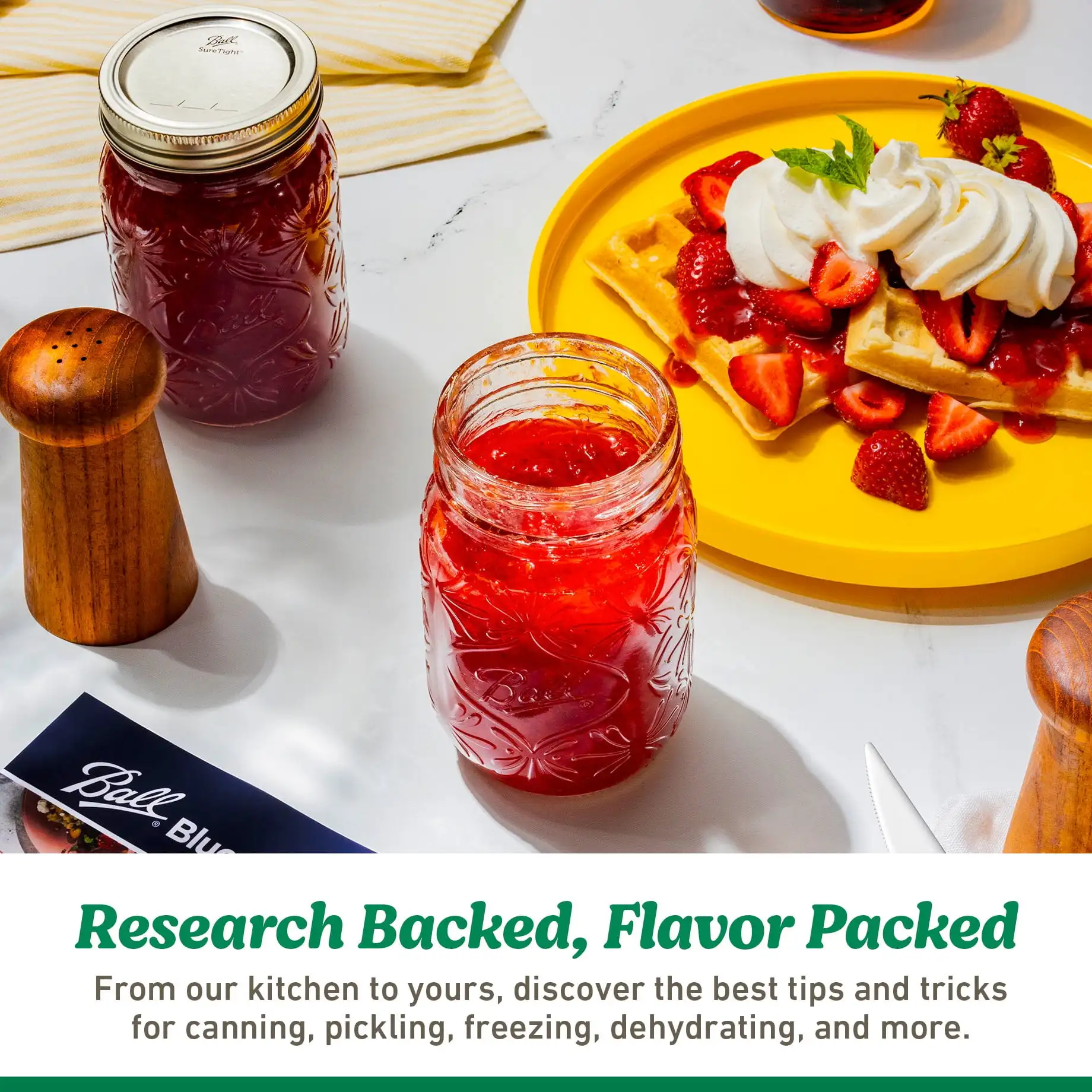 Glass Mason Jar W/Lid & Band, Wide Mouth, 64 Ounces, 6 Count