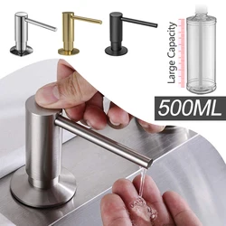 Embutido Bomba Cozinha Sabão Líquido Garrafa, Latão escovado Níquel Dispenser, Mão Pressão Sink Counter, Preto, 500ml