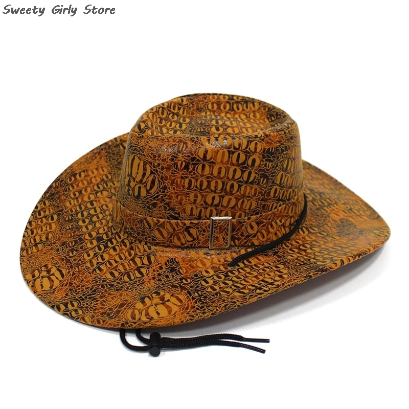 Horse Riding Cowboy Hat Western Leather Jazz Hats Snake Pattern Fashion Knight Hat Role Play Prop Cosplay Party Caps Chapeau