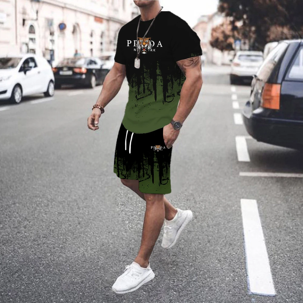 2024 new men\'s sportswear short sleeved T-shirt and sports shorts summer casual jogging pants set men\'s two-piece set