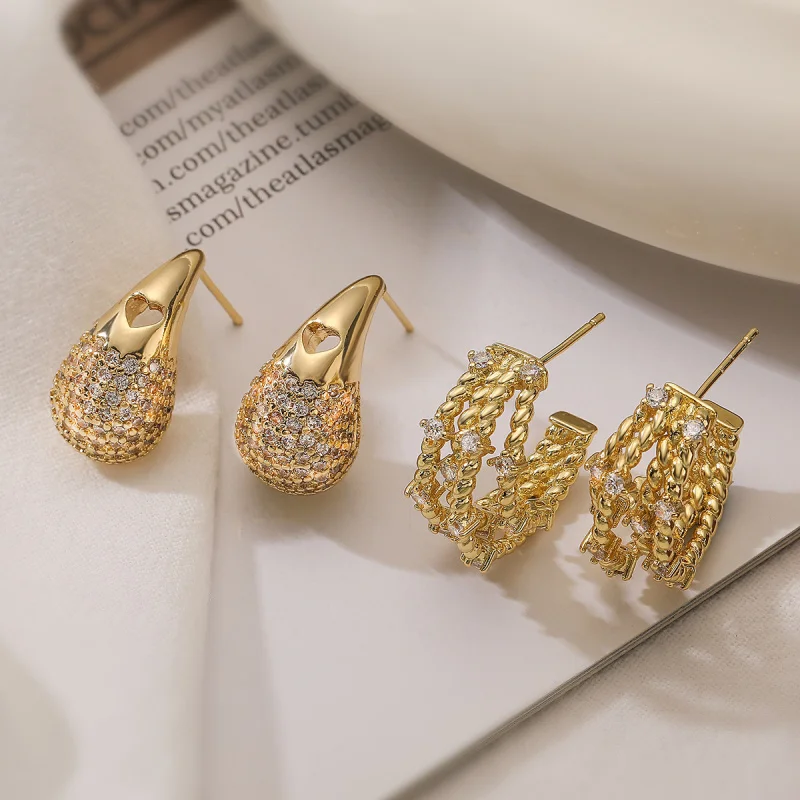 

Европейская и американская мода, изысканное медное покрытие, 18-каратное золото, циркон, серьги-гвоздики с каплями воды, женские серьги-гвоздики со специальным интересом, свет L