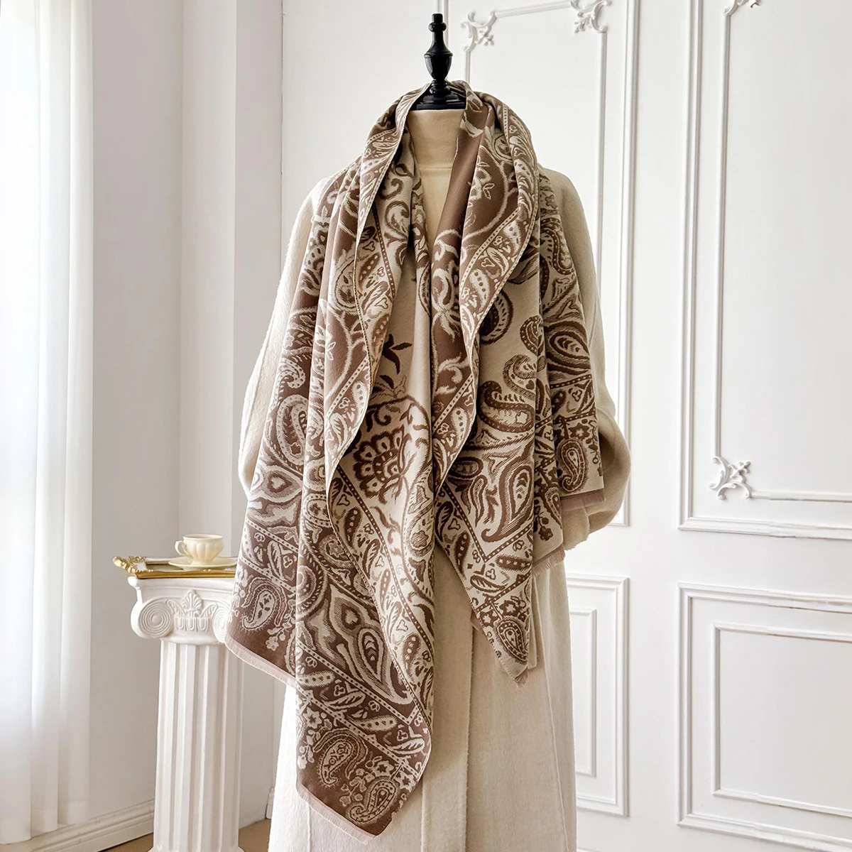 

Новый дизайн цветов кешью, зимние кашемировые жаккардовые шарфы с узором пейсли, высокое качество, женская утолщенная шаль с запахом, женский шарф из пашмины