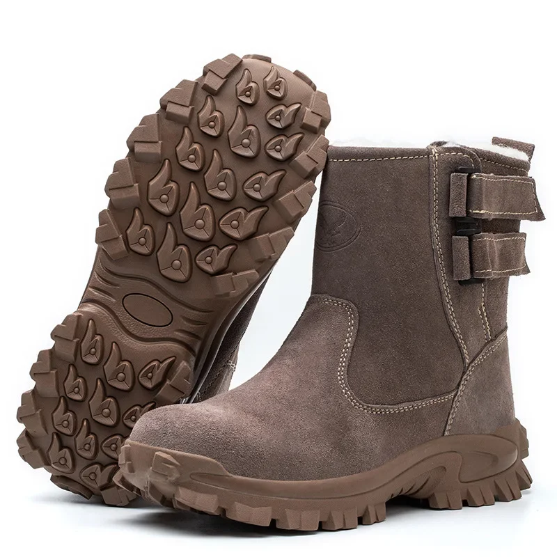أحذية السلامة الشتوية المخملية الدافئة الرجال أحذية التأمين على العمل مكافحة تحطيم ومكافحة ثقب الشتاء التأمين على العمل الأحذية