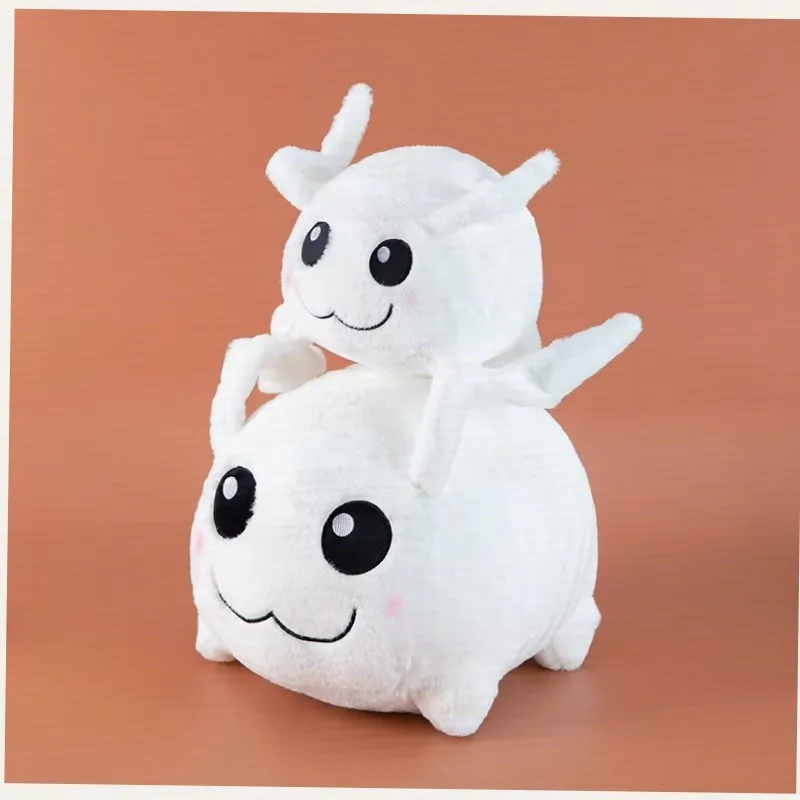 

Cute White Bug Plush Doll Big Eyes Smiley Insect Stuffed Toy Fluffy Soft Pillow Gift For Kids Bedroom Home Decor