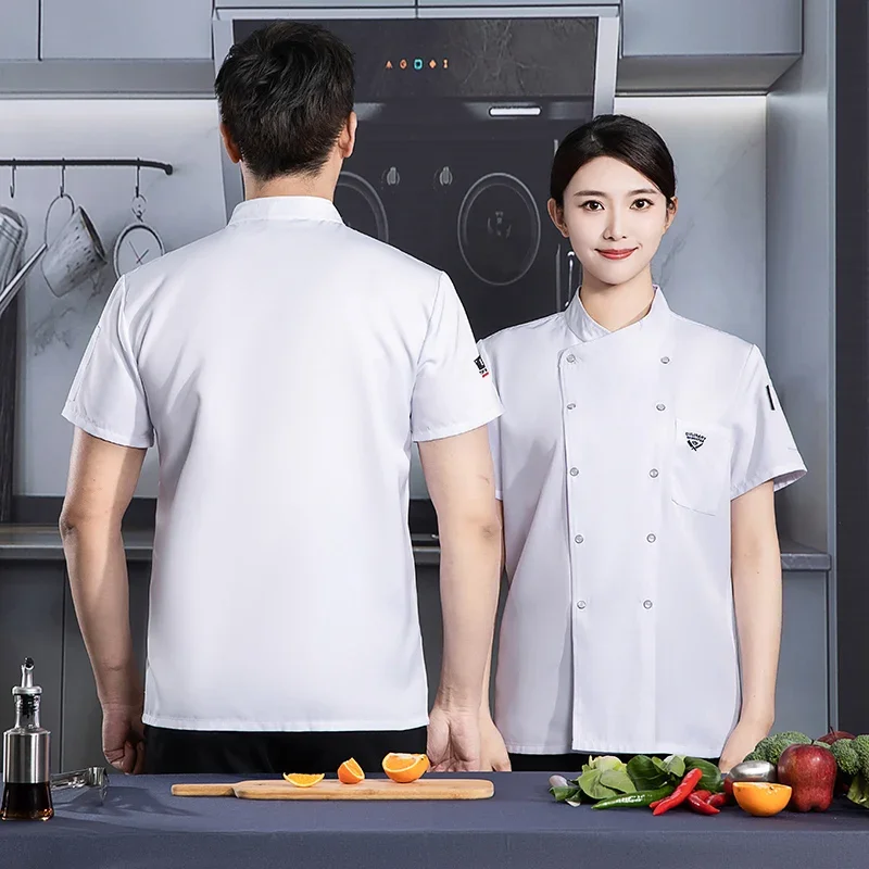 Uniforme de Chef para hombre y mujer, chaqueta de Chef para restaurante y Catering, ropa de trabajo de cocina, uniforme de camarero de cafetería