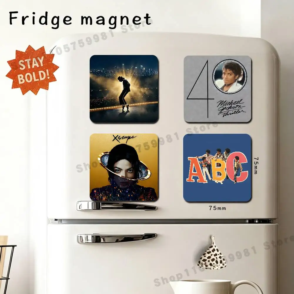 Superstar M-Michael J-Jackson Birth Album Refrigerator Magnetic Sticker Fridge Magnets Adhesive to Metal Surfaces Square Cartoon